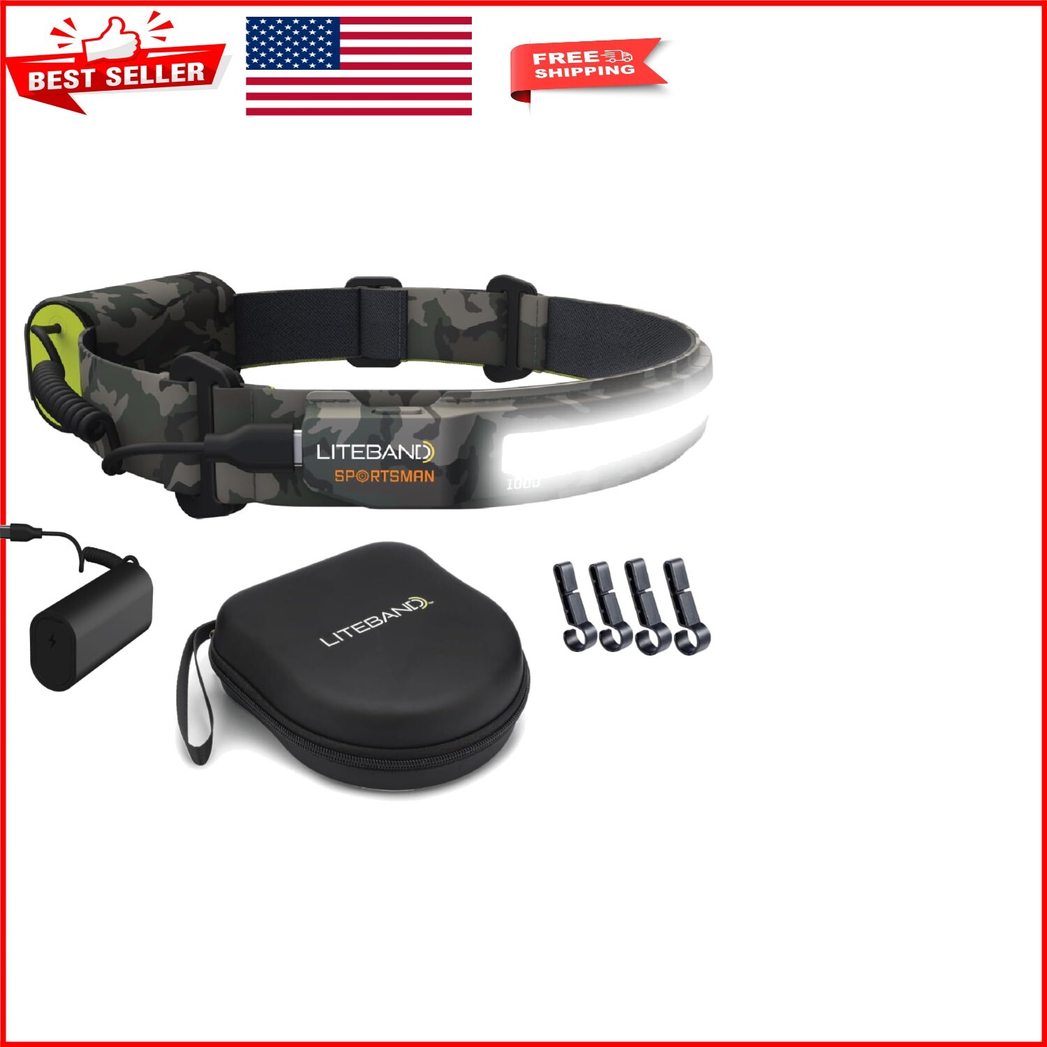 Rechargeable Camo Headlamp with 5 Light Modes & 26-Hour Runtime - Liteband PRO
