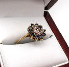 14K Yellow Gold Sapphire & Diamond Tiered Cocktail Ring Size 9 [R244] — photo 3