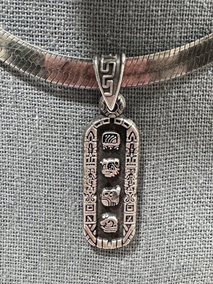 Vintage Silver Chain With Pendant Mexico Aztec 925 SZ-16” | eBay