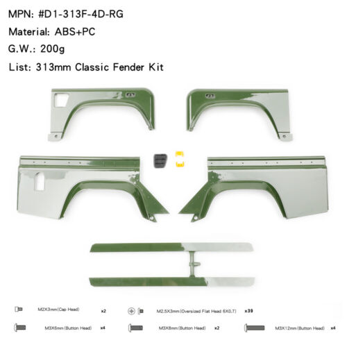 313mm 4 Doors RD110 Pickup Body Shell for 1/10 RC Crawler Traxxas TRX4 SCX10 III - Picture 13 of 22