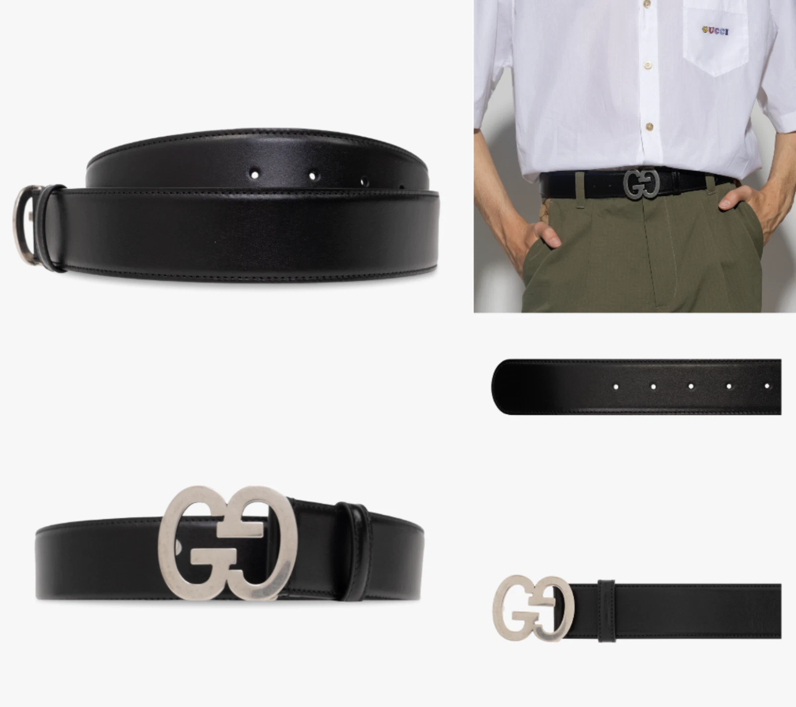 Gucci Gg Ceinture Interverrouillage Boucle Gg Boucle Avec Staub Sac Unisexe 80