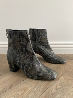 Seven Boot Lane Snake Print Leather Ankle Boots Block Heels EU