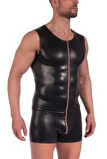 Manstore M2369 Zipped Vest Weste Gr. M UVP: 179,95€ NEU schwarz Lederimitat