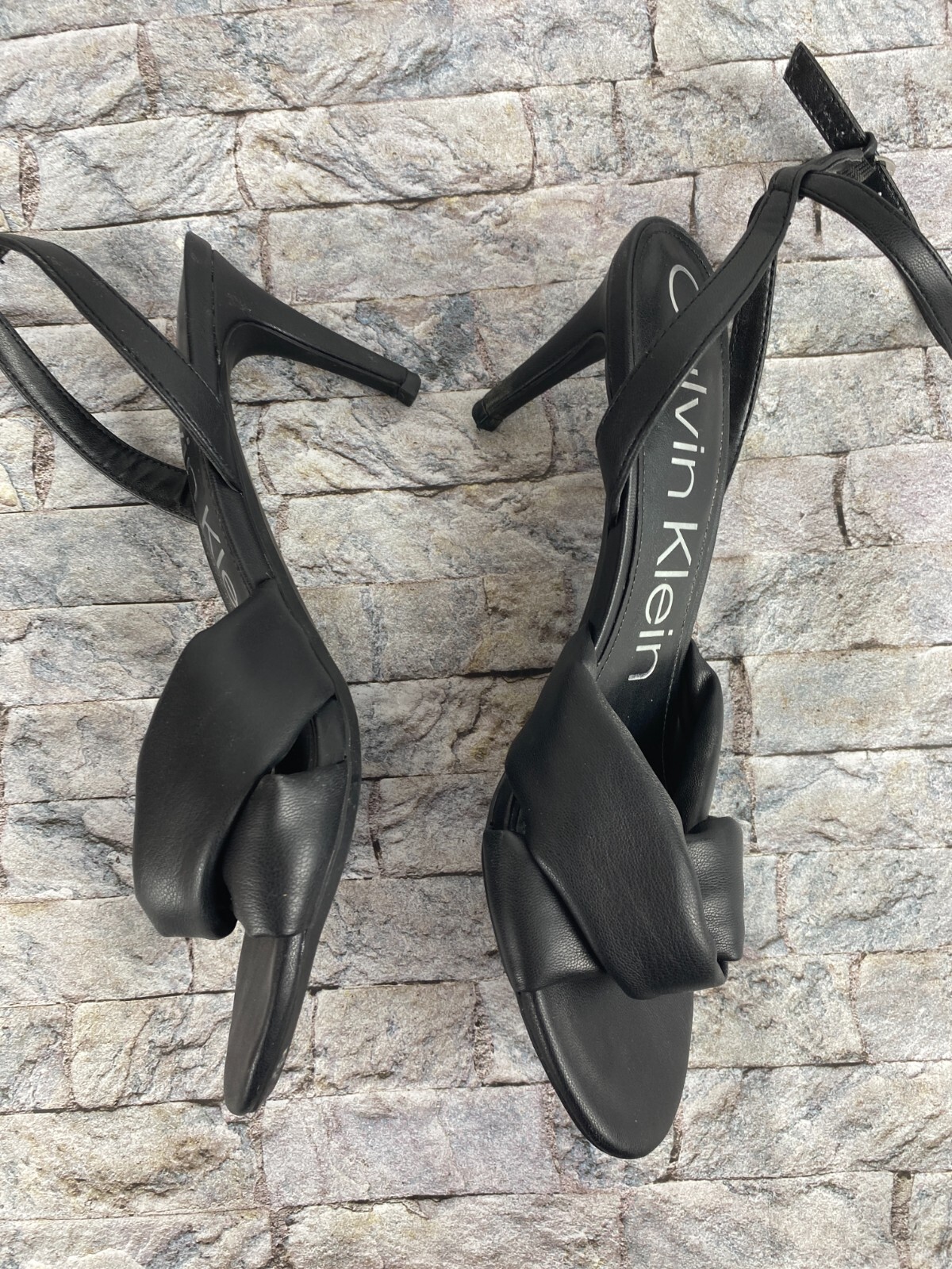 Calvin Klein Women's Sz 8.5 Black Round Toe High Heels With Ankle Straps thumbnail 6