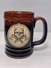 Zero Foxtrot Mug Stein By Sunset Hill Stoneware 16 oz Horned Skull Cross Hatchet