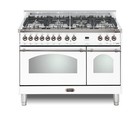Lofra Dolcevita 48 Inch Range Freestanding Dual Fuel Double Oven White Chrome