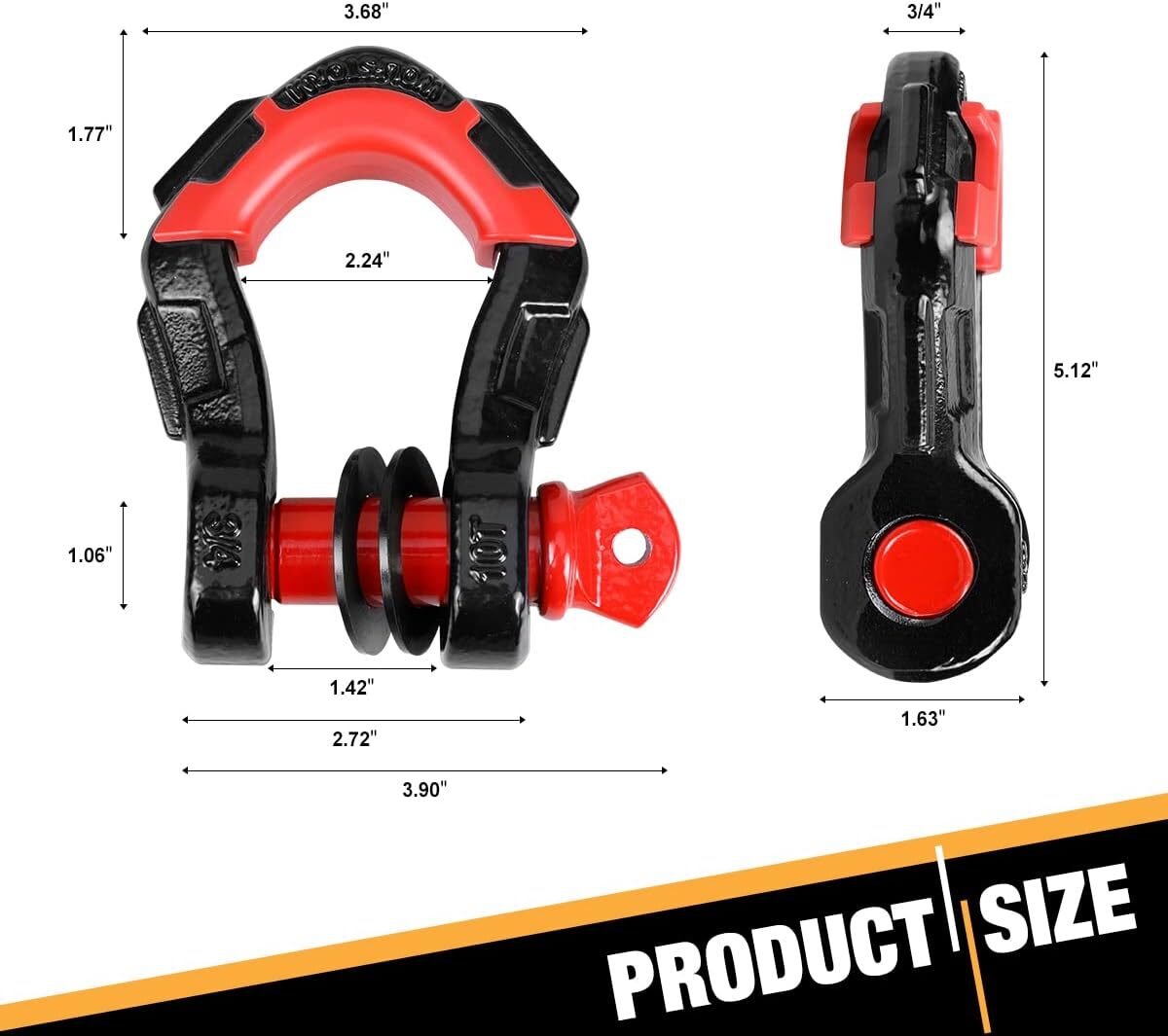 4PCS 3/4" D-Ring Shackle Towing Bow Buckle 4.75t For JEEP SUV - Foto 2