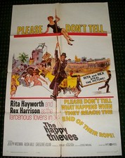The Happy Thieves 1962 Vintage FF 1-Sheet Poster Rita Hayworth Rex Harrison VLW