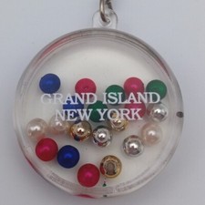 Vintage Grand Island New York Water Filled Keychain Beads Eerie Niagra Souvenir
