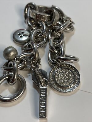 ARMANI EXCHANGE CHARM BRACELET/ W/RHINESTONES/ SILVER TONE ARMANI EXCHANGE CHARM BRACELET/ W/RHINESTONES/ SILVER TONE