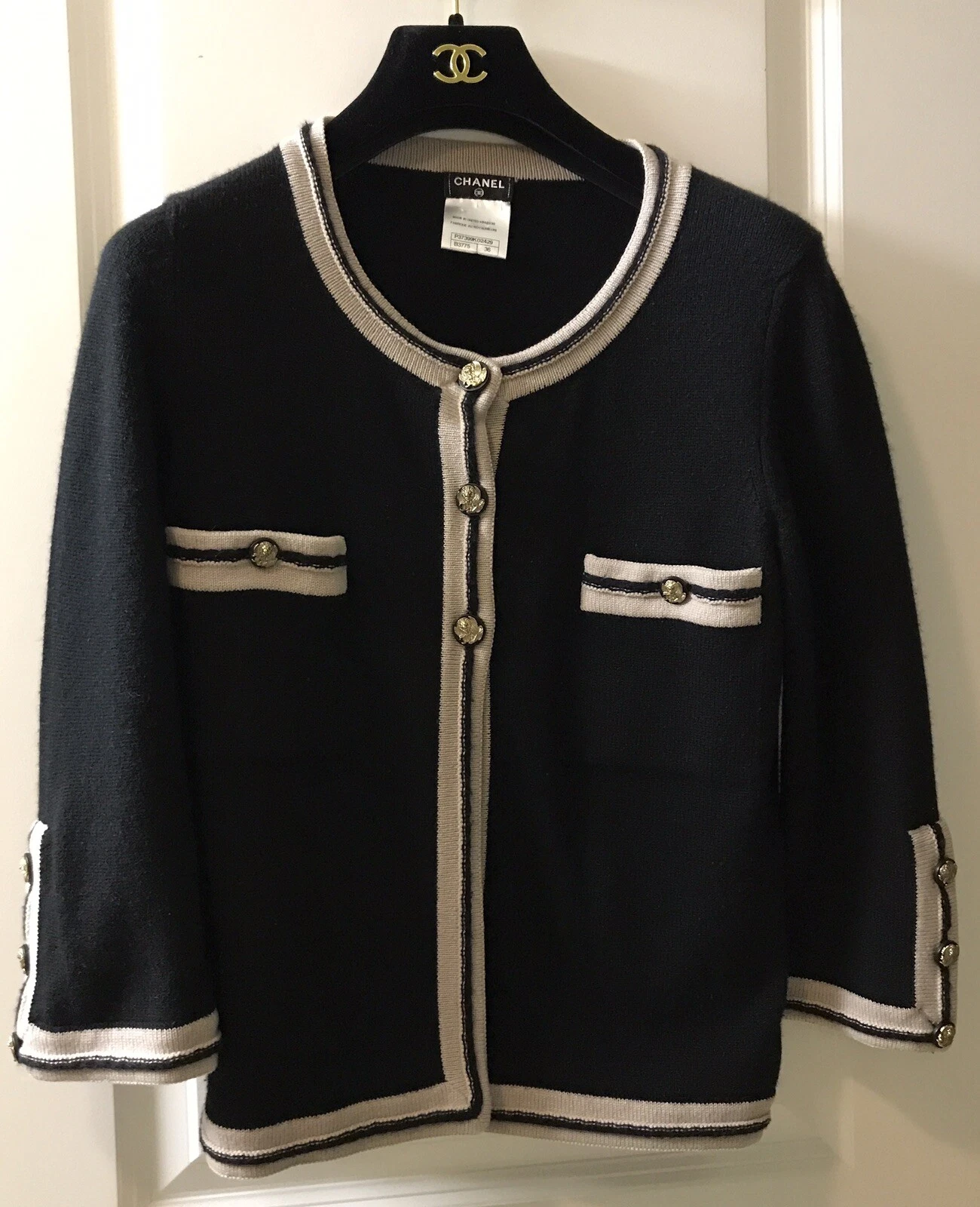 GIACCA CARDIGAN PIÙ WANTED CHANEL 10C VENEZIA NERO CASHMERE 36 ICONICA