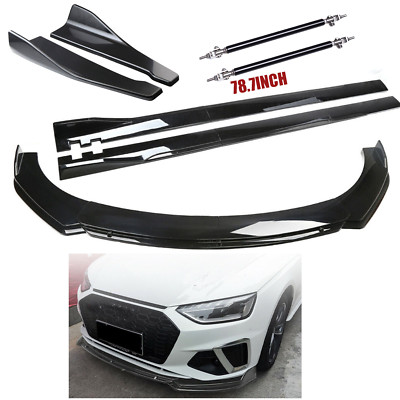 Front Rear Bumper Splitter Spoiler Kit Side Skirt For AUDI A3 A4 A5 A6 B6 B7
