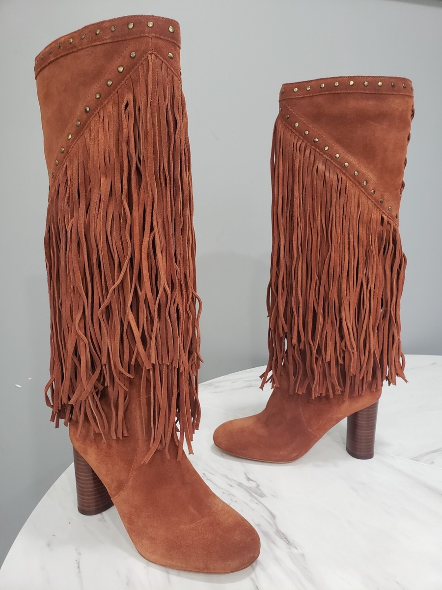 GORGEOUS Tolla Suede Fringe Western Knee High Boots Size Cowgirl