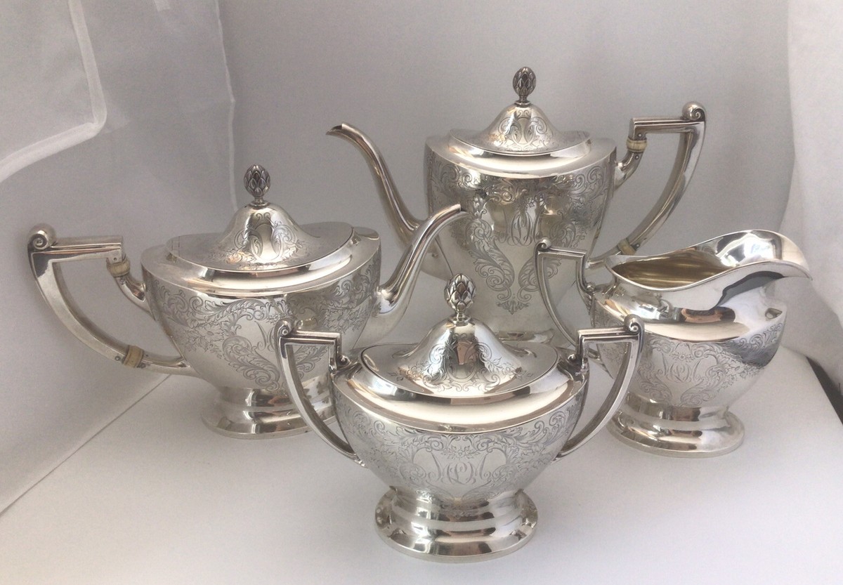 Antique 4 Pc. Reed & Barton Coffee/Tea Service Set, #405A