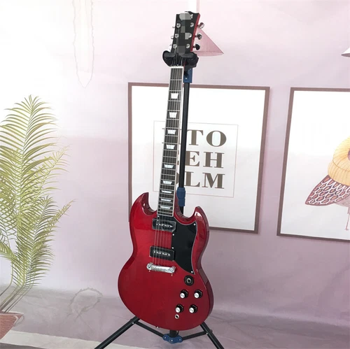 New Cherry Red P-90 Pickups Electric Guitar SG Bone Nut Fixed Bridge Solid Body
