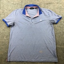Ralph Lauren Polo Shirt Men XL Blue Pink White Pony Polo Golf Performance 