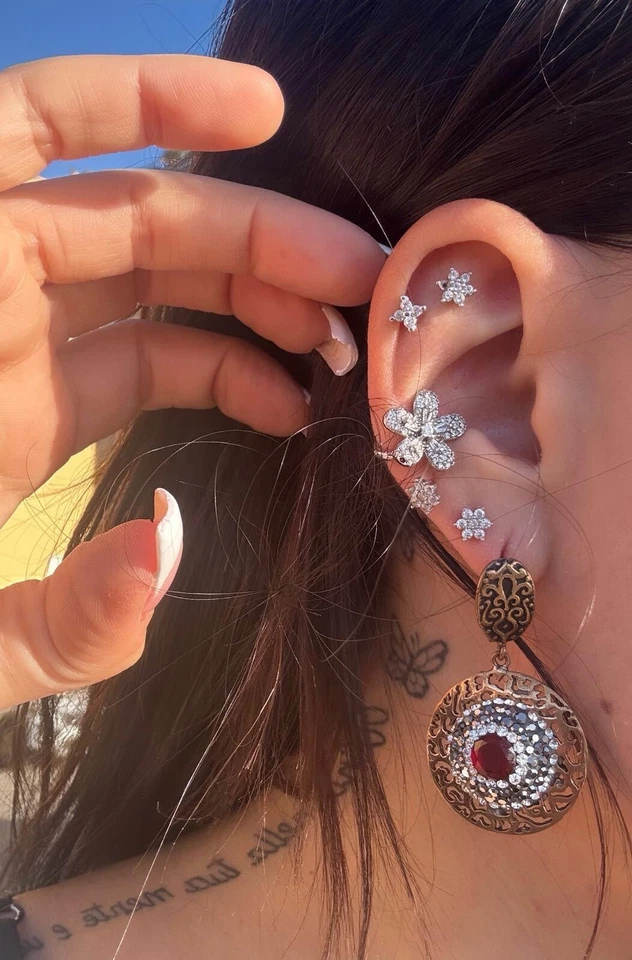 Orecchini In Argento 925 Radice Di Rubino - Immagine 2 di 4