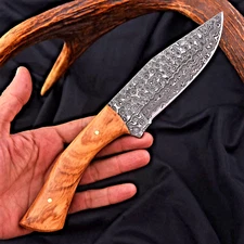 Custom HandMade Damascus Hunting Bowie Knife Forged Damascus Steel W Sheath 2886