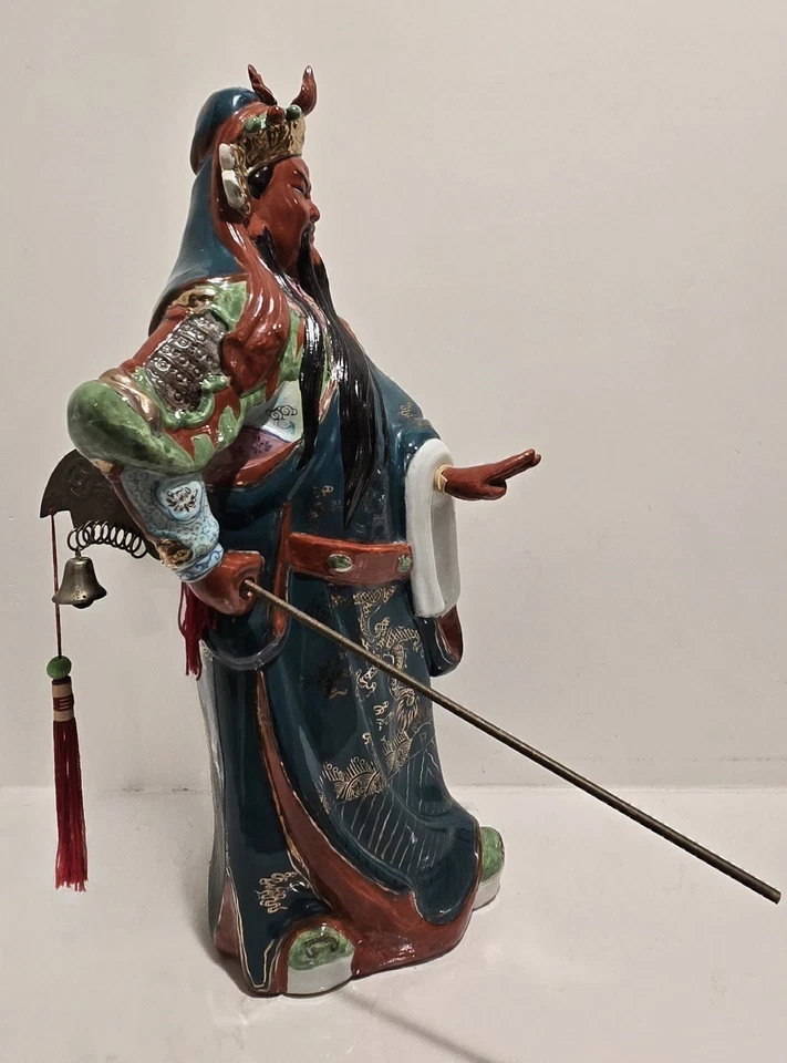 Estatua de guerrero chino Guan Yuo de colección Dios Riqueza Riqueza Espada de latón RARA Foto 2 de 4