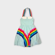 Mini Boden Rainbow Applique Halter Neck Blue Dress