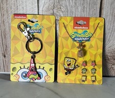 Spongebob Squarepants Earring Necklace Set Surprised Patrick Keychain