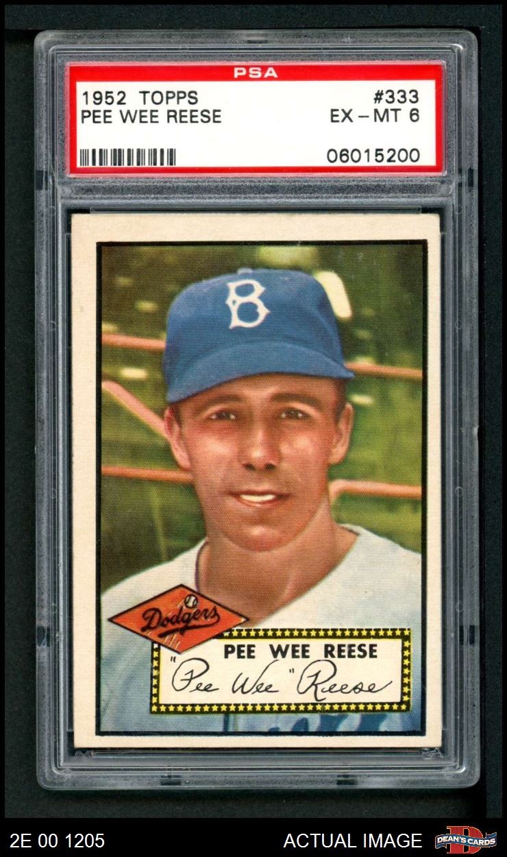 1952 Topps #333 Pee Wee Reese Dodgers HOF PSA 6 - EX/MT
