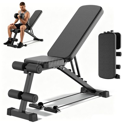 Foldable Adjustable Weight Bench, 770LBS Heavy Steel Frame Full Muscle Workout
