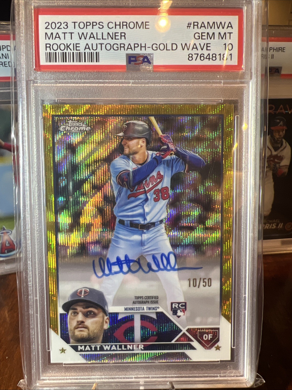 2023 Topps Chrome - Rookie Auto Matt Wallner #RA-MWA Gold Wave Ref. /50 (AU, RC)