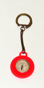 Vintage Compass Keychain Backside Mirror Fob Collectible Key Ring