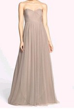 Jenny Yoo 'Annabelle' Dress 14 Mink Grey Convertible Tulle Column EUC