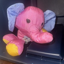 Fisher Price Vintage 1995 Nylon Elephant Pink Elephant Jungle Baby Toy Rattle