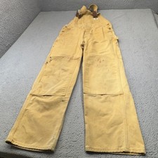 Carhartt Overalls Mens 36x30 Brown Duck Double Knee Bib Work Dungaree Carpenter