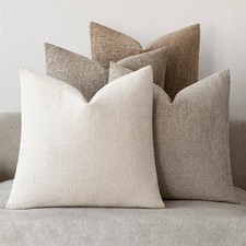 Neutral Throw Pillow Covers 18x18 Inch Set of 4, Beige Coffee Series - Textur...