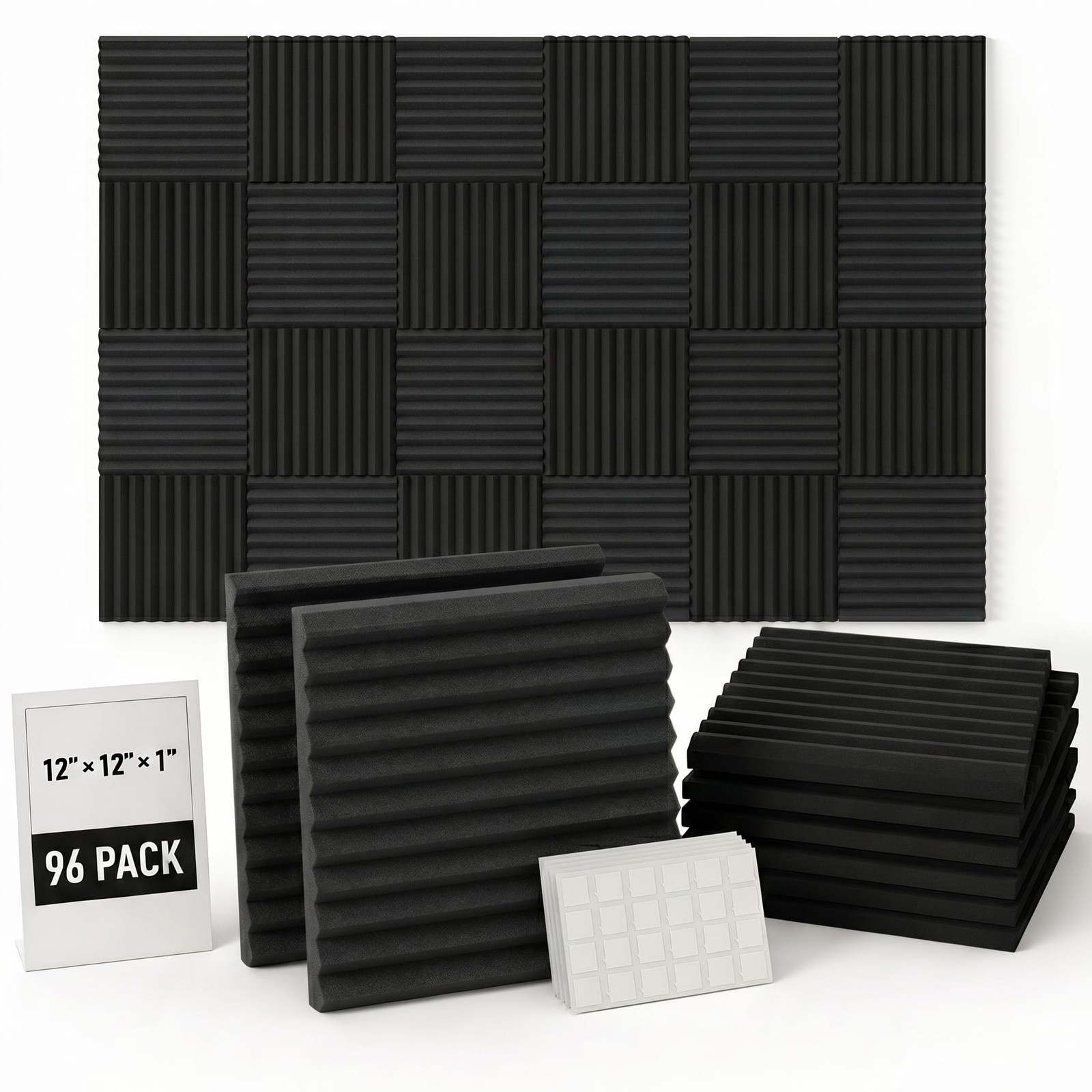 96 Pack Allxinlog Absorb the echo Acoustic Foam Panel Wedge Studio Soundproof...