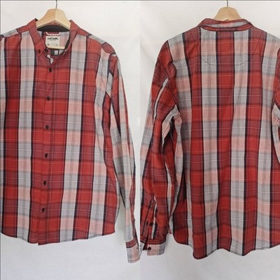 OurCaste Our Caste Shirt Button Down Up Plaid Red Gray Black Moisture Wicking L
