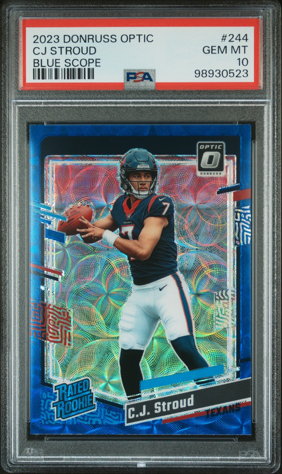 🔥 2023 Panini Donruss Optic #244 Cj Stroud Blue Scope PSA 10 🔥