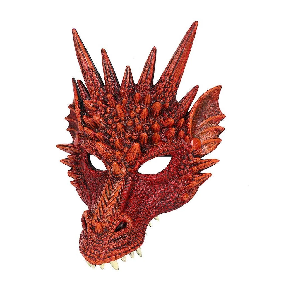 Dragons Head Cosplay Mask for Halloween, Festivals, and Parties - Red - Image 2 of 2