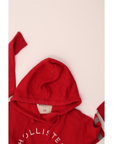 HOLLISTER Womens Oversized Graphic Hoodie Jumper UK 2 2XS Red Cotton BW19 - Picture 3 of 3