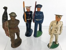 4 VINTAGE BARCLAY MANOIL WW2 LEAD INFANTRY SOLDIERS ARMY NAVY DIME STORE