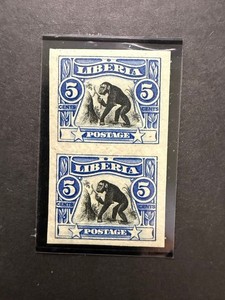Liberia 1906, 5c chimpanzee,  Imp Pair #103