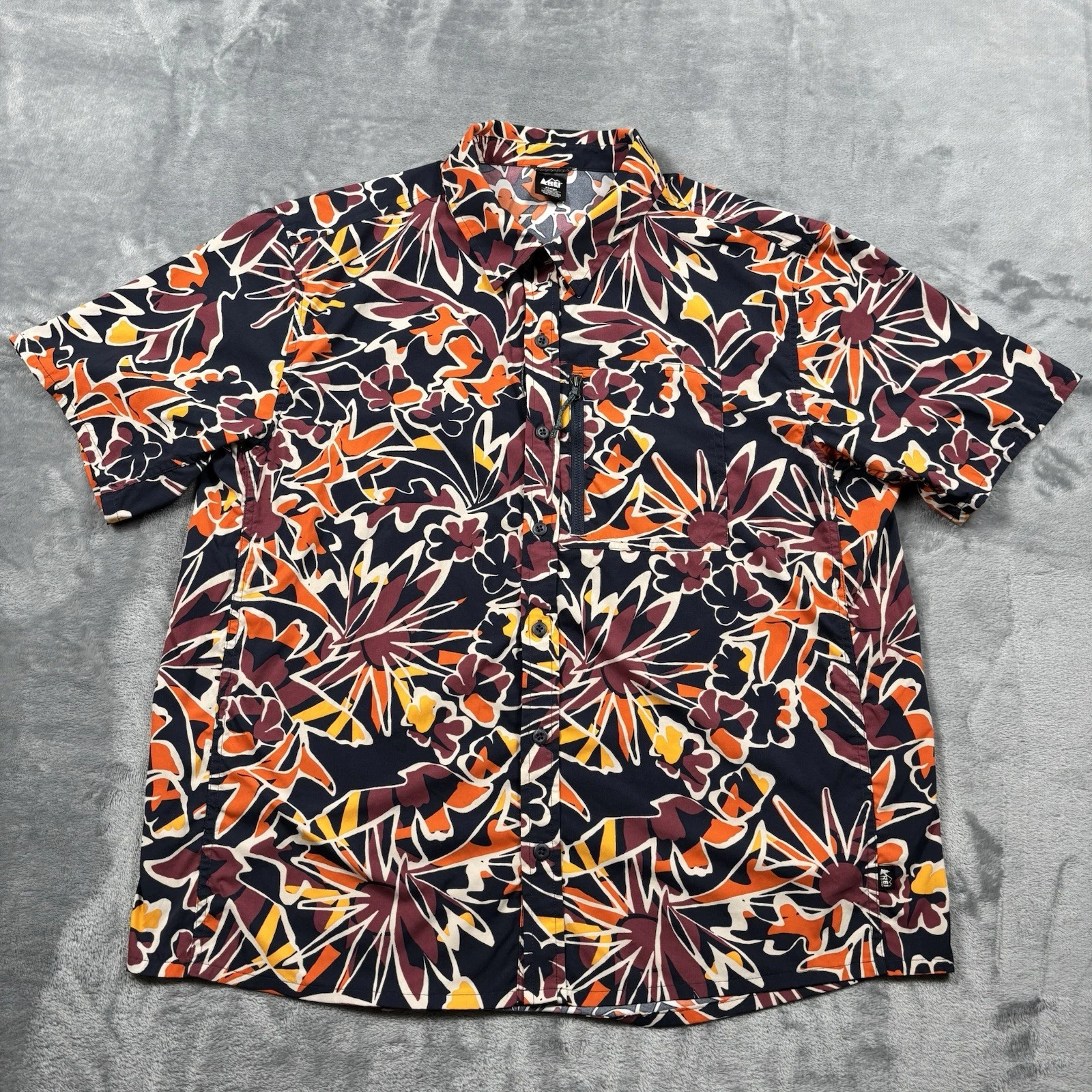 REI CO-OP Shirt Men's Size XL Trailmade Multicolor Floral Hiking Button Up