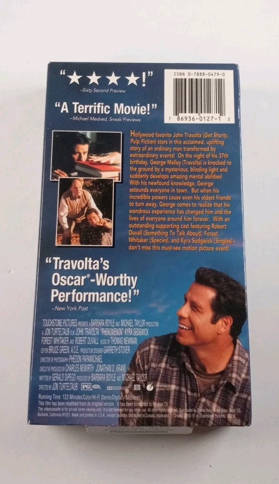 Phenomenon (VHS) 1996 John Travolta, Kyra Sedgwick, Forest Whitaker TESTED Foto 2 de 3