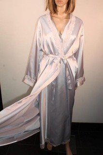 VTG ST MICHAEL SUPER SILKY GLOSSY LIQUID SATIN NIGHTDRESS & ROBE SET 18 LONG