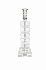 Crystal Table Lamp Base Modern Stacked Clear Lucite Style Chrome Top
