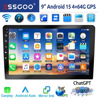 9'' ChatGPT Android 15 4+64GB Carplay Autoradio GPS Navi RDS WiFi Bluetooth 2 DIN
