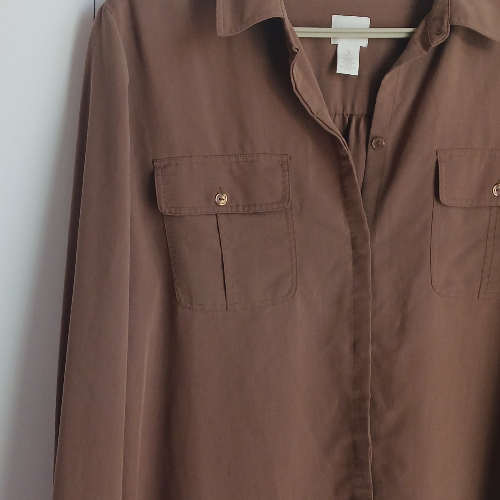 Chico's Brown Collared Button Front Long Sleeve B… - image 2