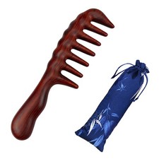Thicken Wooden Wide Tooth Comb for Curly Hair,Large No-static Handmade 100 N...