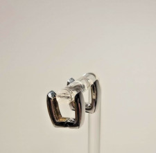 Sterling Silver 925 Square Huggie Hoop Earrings Womens Small Chunky Mini Pair