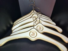 1950s Vintage Hollywood Regency Wooden Clothes Hangers - Set Of 6 - "B" Monogram