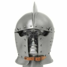 Medieval Burgonet Helmet Museum Knight Helmet Free Leather Liner preowned